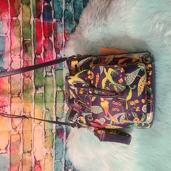 Patricia Nash birds of paradise Sabina Leather Drawstring purse - Picture 8 of 11